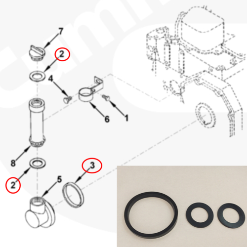 FRONT COVER OIL FILLER TUBE SEALS X 3 - 6BT - Image 2